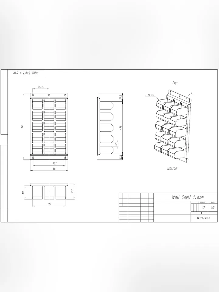 Sheet Metal Plans Drawings Wall Shelf 1 (DXF, PDF)