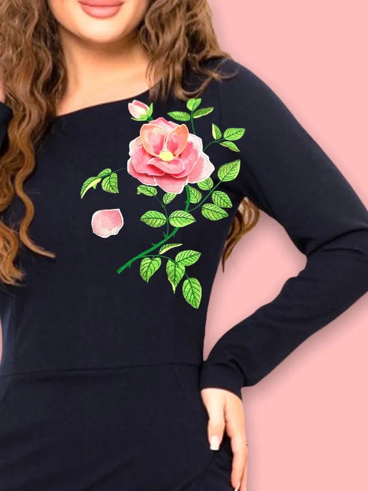 Rose Applique with 3D elements Machine Embroidery Design digital embroidery pattern clothing decor embroidery motif floral embroidery