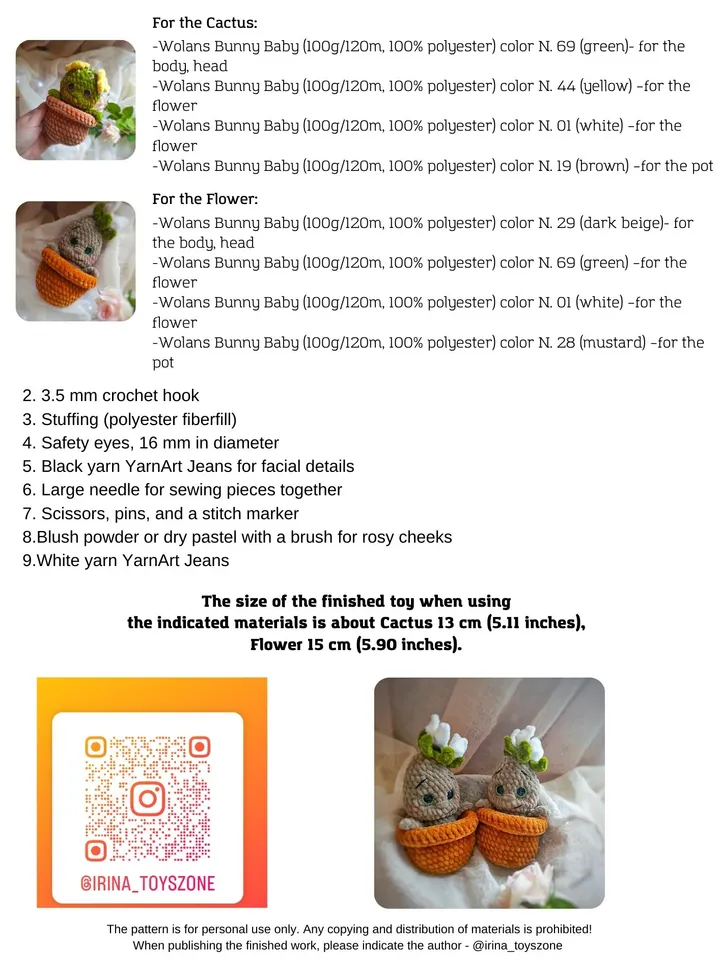 Crochet Pattern, Cactus Amigurumi PDF Pattern, Crochet pattern flower