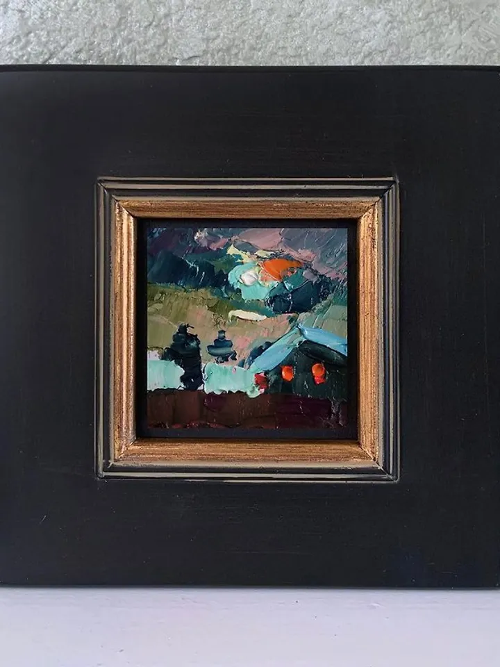 Night Painting 油畫原作 Moon Original Art 手工油畫 Oil Painting 掛畫 Winter landscape