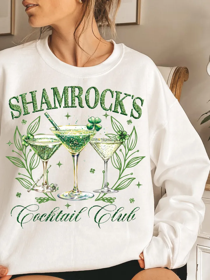 Shamrock's Coctail Club PNG, St. Patrick’s day Png Designs, Retro St. Patrick’s Png, Trending Png, Trendy St.Pattys Day Png, Retro Irish Day