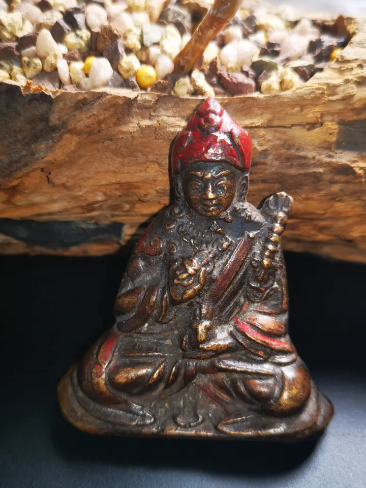 Acient Guru Rinpoche Statue,Nyingma Terma Lineage Padmasambhava,Gandhanra Old Tibetan Buddhist Statue,19th