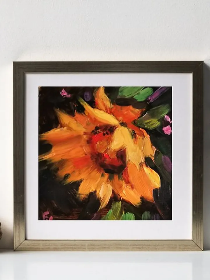 Sunflower Painting Texas Original Art Flower Oil Painting Fine Art by Verafe