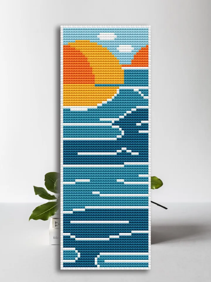 Cross stitch bookmark pattern Sunset