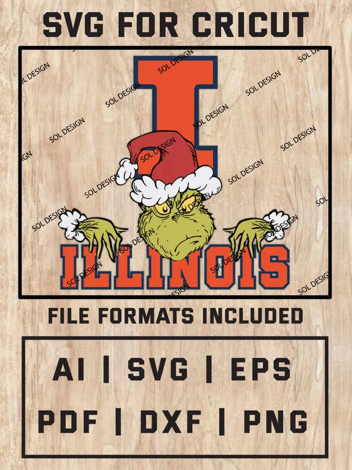 Grinch Illinois Fighting Illini SVG, NCAA SVG Design, NCAA Illinois Fighting Illini SVG, NCAA Illinois Cricut, Christmas Svg, Grinch svg, Digital Download
