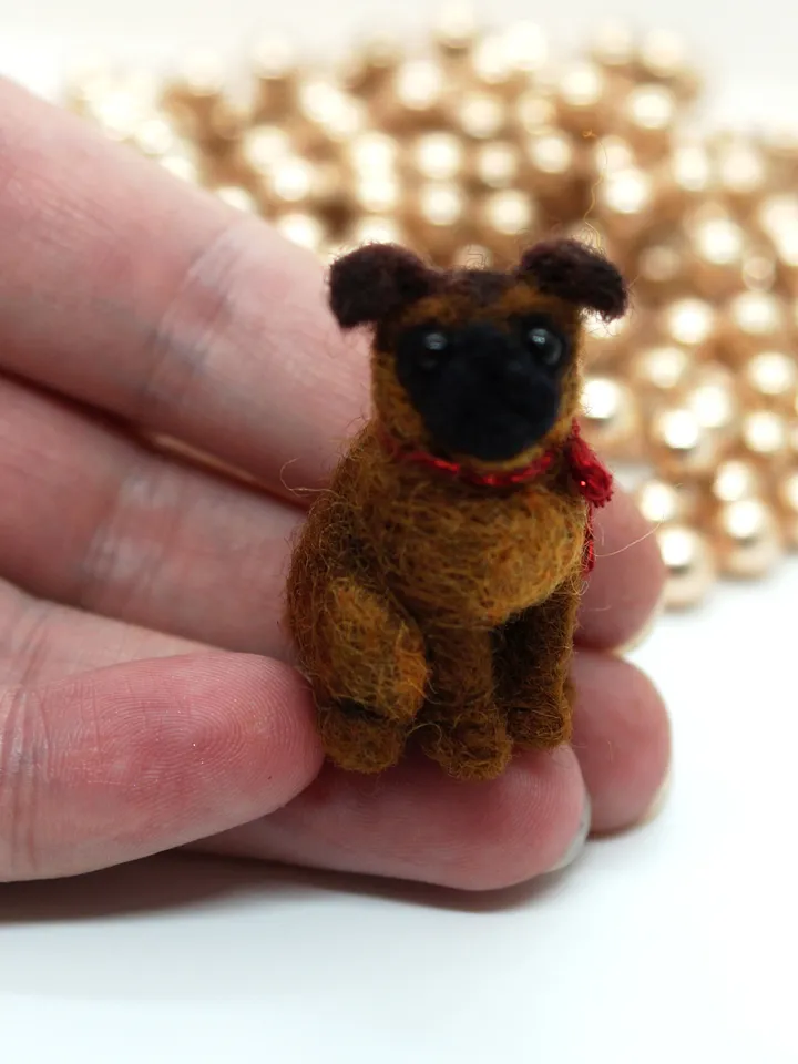 Needle felted Brussels Griffon miniature, pet portrait, tiny dog