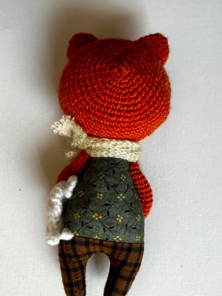 Phoebe fox, American cotton, Phoebe Fox, cotton doll, fabric doll, knitted fox, handmade fox, fabric fox, gift for a child, decoration for a children's room
