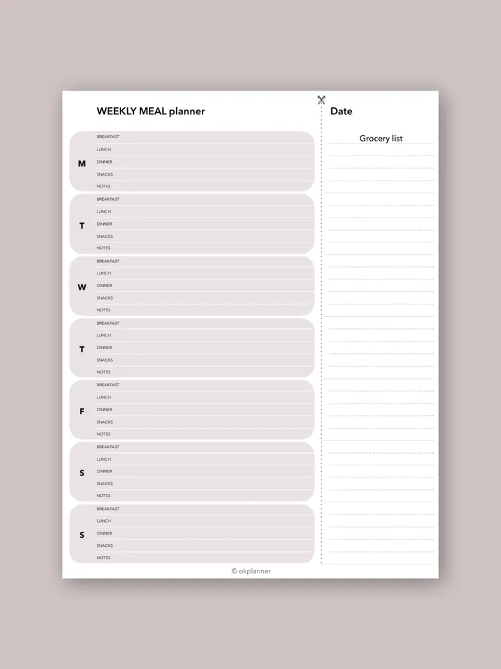 Weekyl meal planner. Grocery list. Family budget. Weekly menu. Menu planner sheet. Household planner.