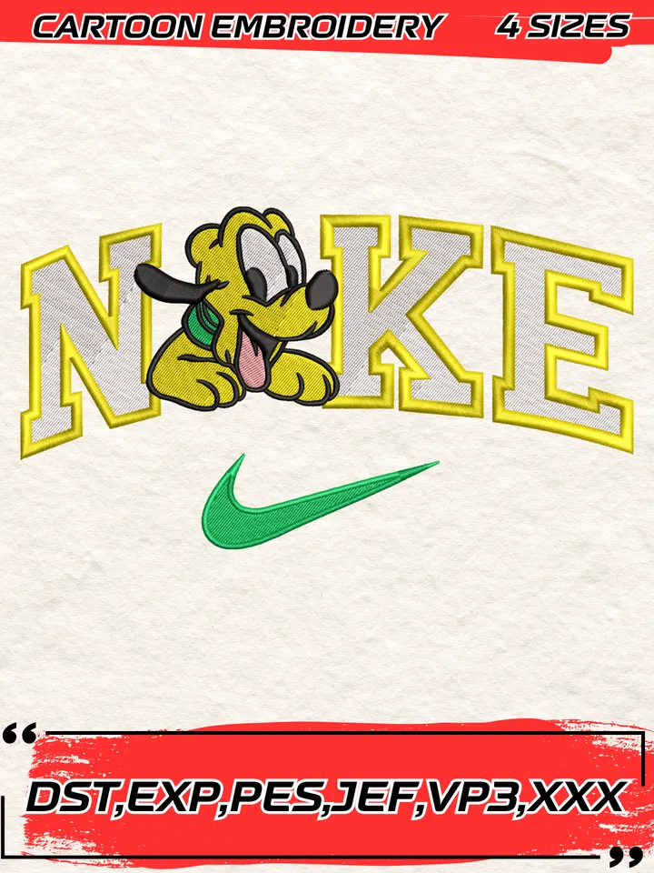 Swoosh Pluto Embroidery Design,Pluto Embroidery Design ,Machine Embroidery Design File,4 Sizes, Digital Download