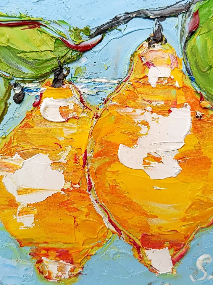 Lemons Painting Original Art Impasto Oil Painting 4x4 painting Lemons Small Painting by ArtProkopaloSv
