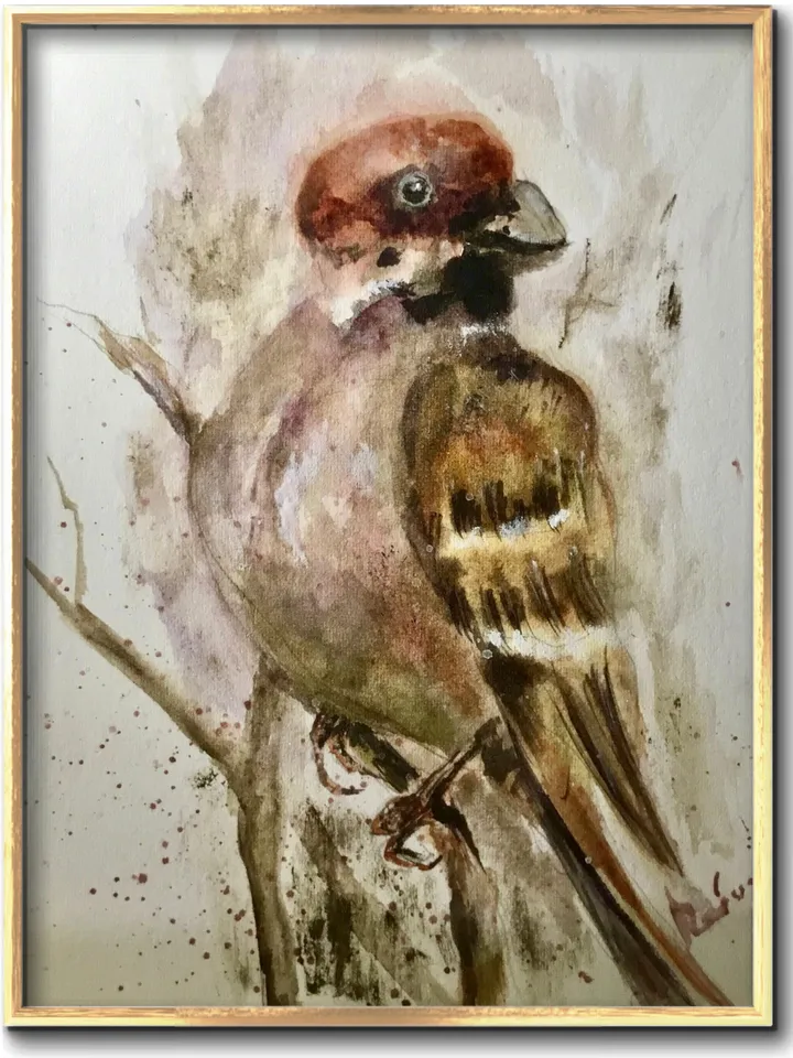 Bulfinch bird original watercolour painting,unique handmade gift,home decoration,birds painting,small paintings wall decoration.