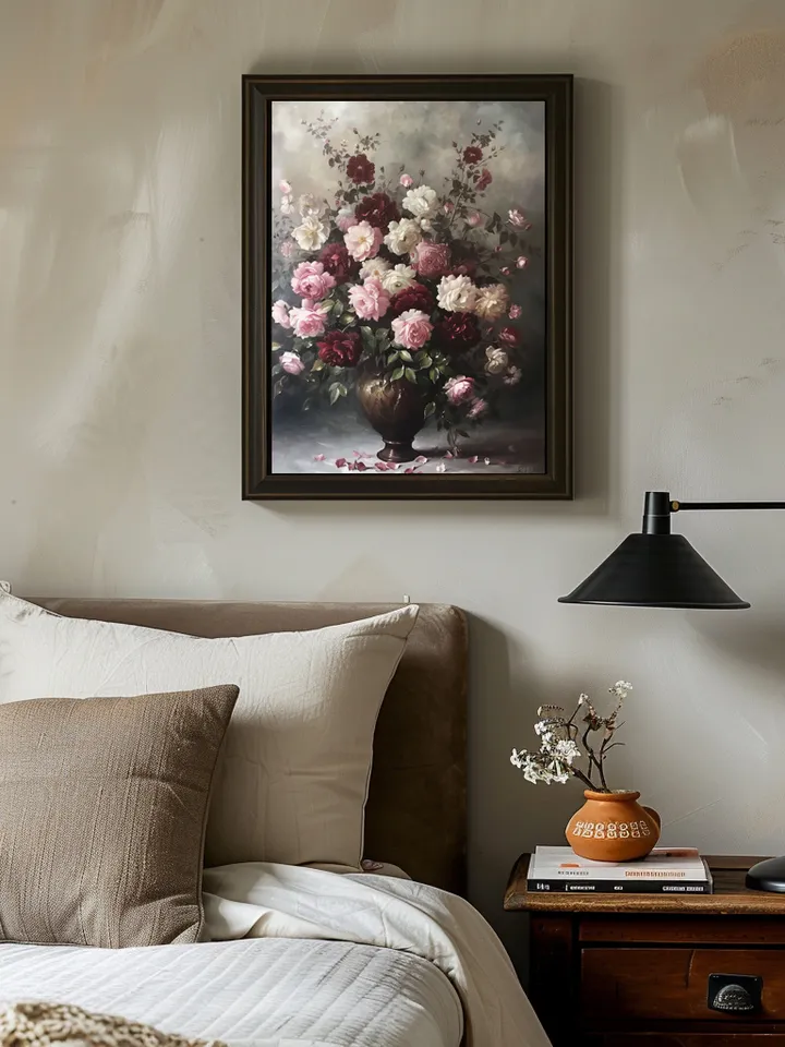 Digital Art Print Set of 3 vintage Renaissance paintings of roses, daisies and marigold flowers. Wall art. Home Decor. Instant download.