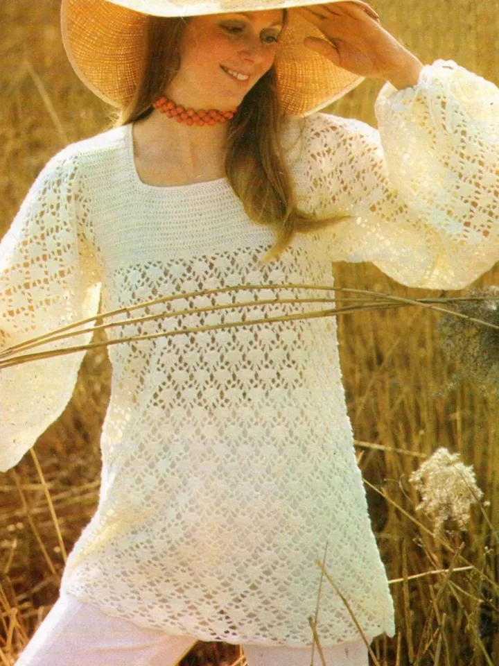 Tunic crochet pattern, summer sweater crochet, summer pullover crochet pdf