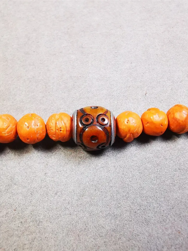 Gandhanra Tibetan Mala Spacer Beads Set,Bone Carved Marker Beads for Prayer Beads Necklace Accessories,Made of Yak Bone and Copper
