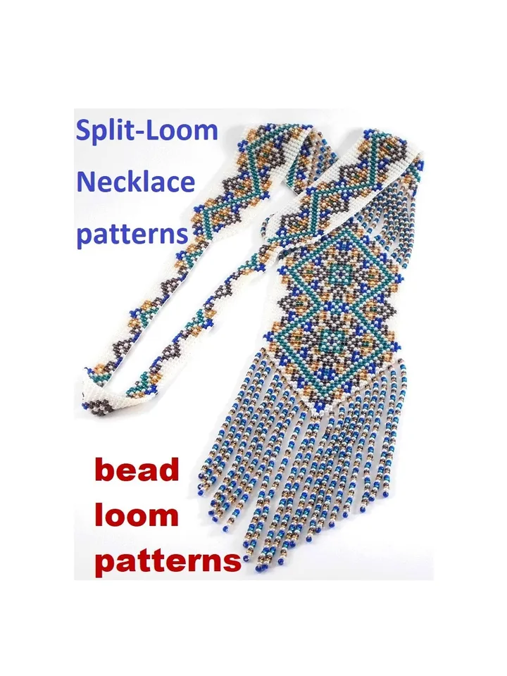 Bead loom patterns, schemes for a Gerdan-Split-Loom Necklace, Beading Loom only Pattern, Instant Download, PDF