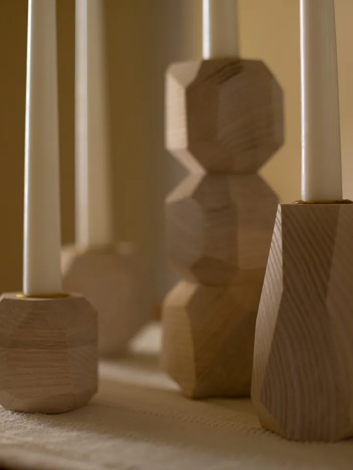 White Geometric Tapered Candlestick Holder