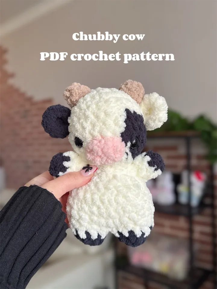 Crochet pattern chubby cow, plushie crochet toys, cow crochet, cute baby cow crochet pattern PDF file US terms
