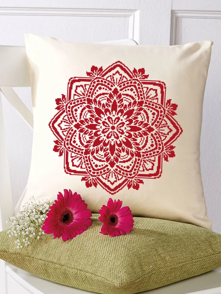 Mandala cross stitch pattern PDF download Monochrome mandala pattern digital PDF, Simple cross stitch chart for beginner, Home decor #M249