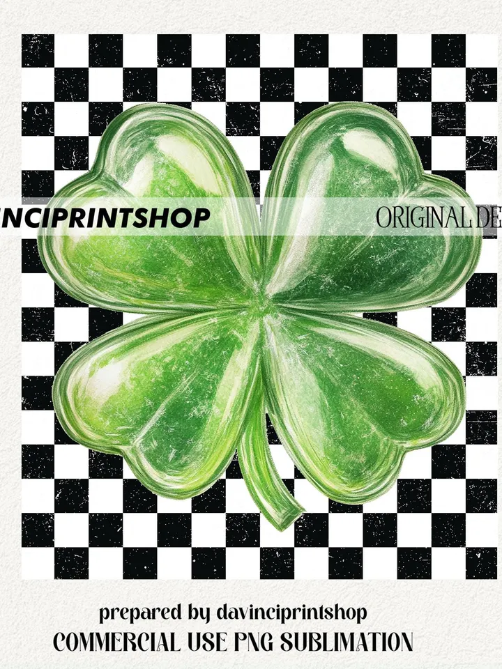 Retro St. Patrick's Day Shamrock Png, Retro Checkered St. Patrick's png, St. Patrick's Day png, Lucky png, Shamrock png, Sublimation design