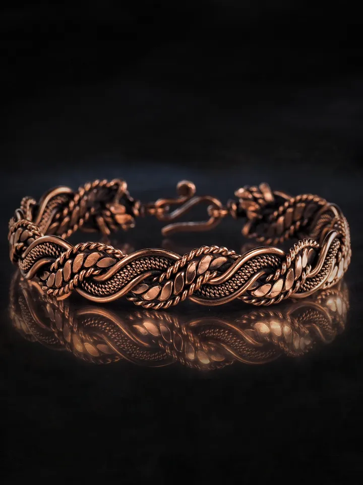 Woven copper wire bracelet Antique style handcrafted copper jewelry Unique gift
