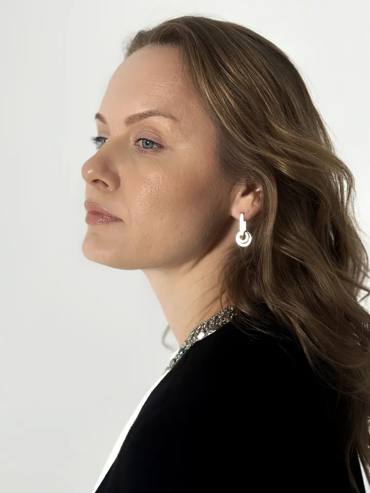 Elongated steel earrings hand made Stylish jewelry for everyday looks