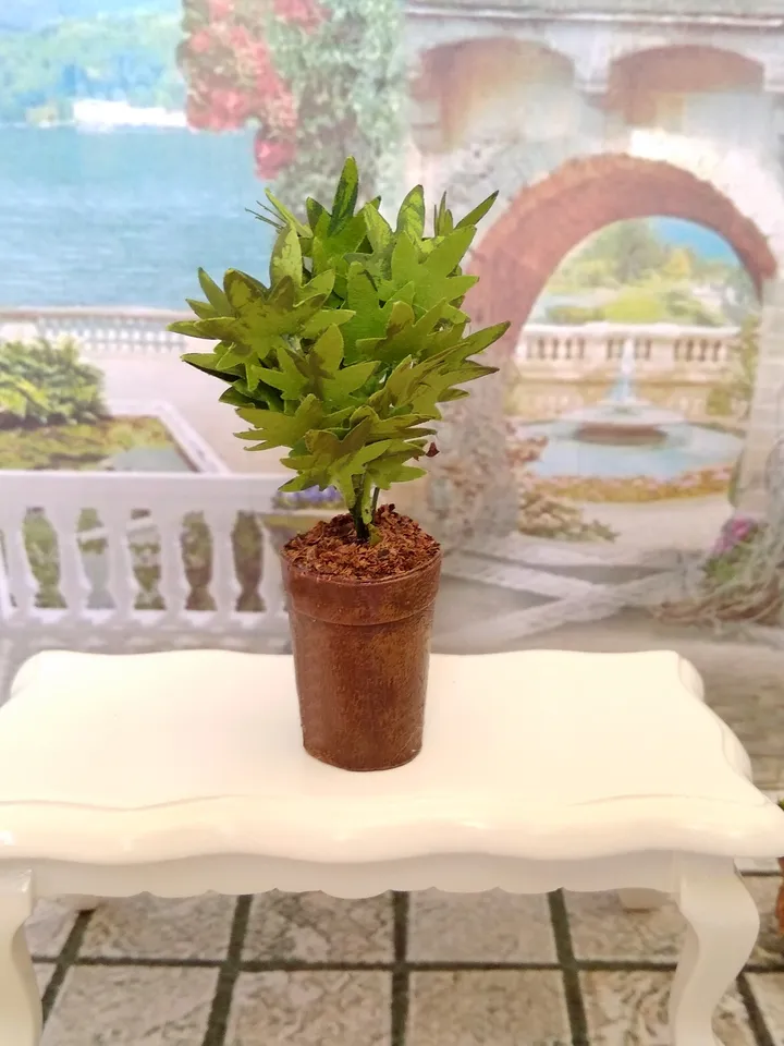 Bush of a plant in a pot for a dollhouse.1:12 scale.