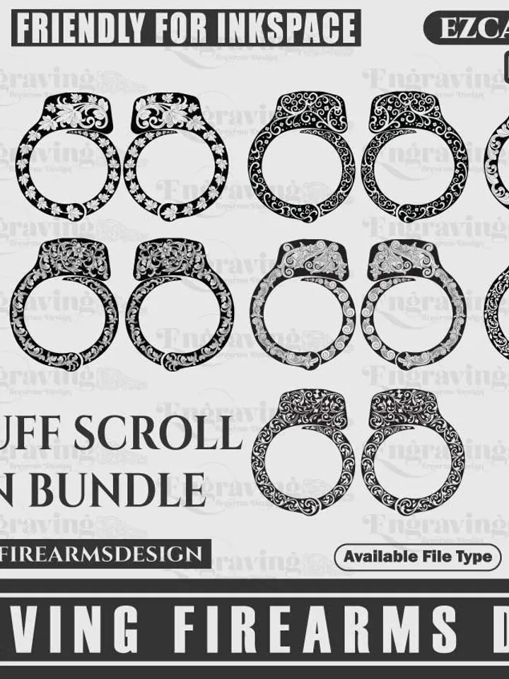 Handcuff Scroll Design 7Pcs Bundle Design,handcuff laser engraving,laser cut,laser pattern,laserengraving,handcuff pattern,handcuff design