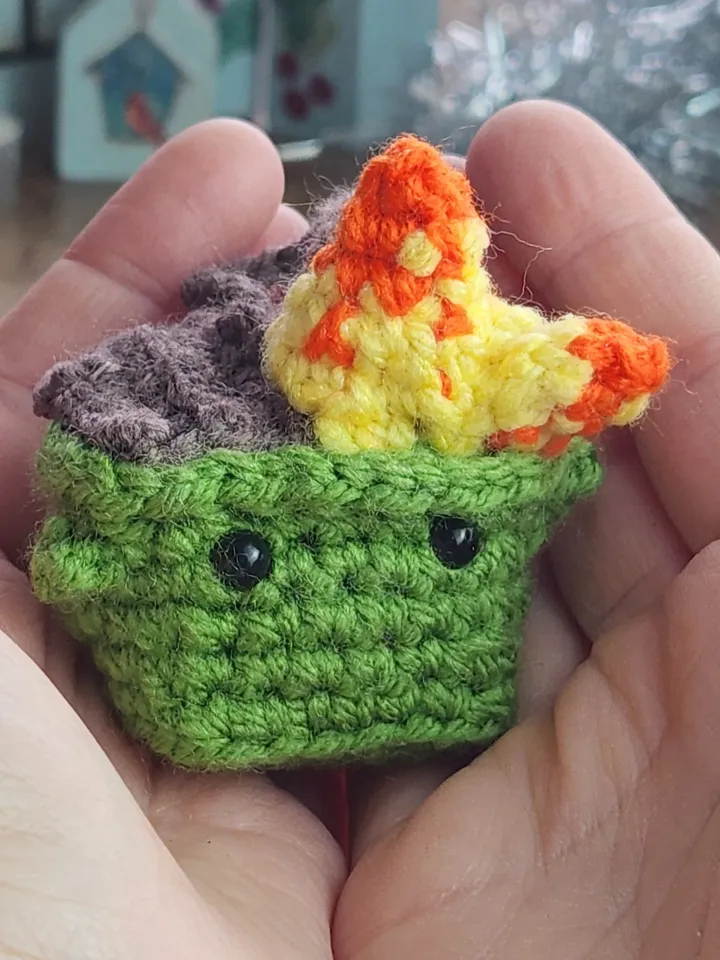 Mini Dumpster Fire - No-Sew Crochet Pattern for a Fun Gift and Christmas Tree Ornament