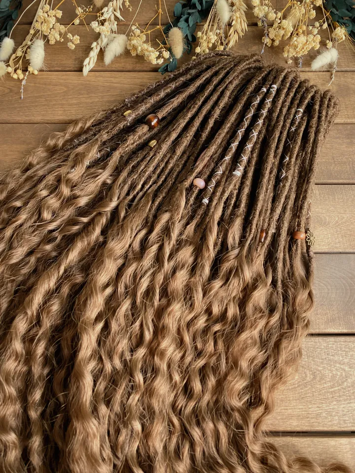 Brown synthetic crochet curly De dreadlocks Ready to Ship