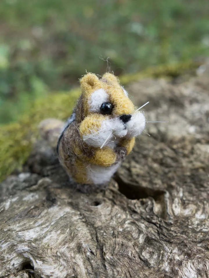 Peanut the chipmunk, miniature needle felted animal, ready to ship from the USA