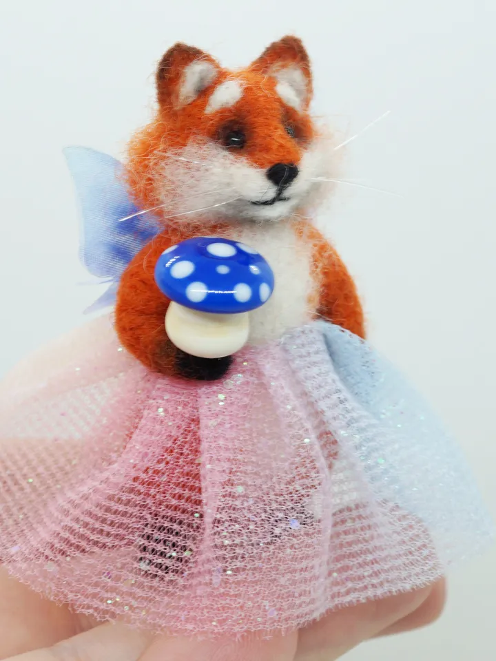 Mary the fox, miniature needle felted animal, fairy fox, ships from the US