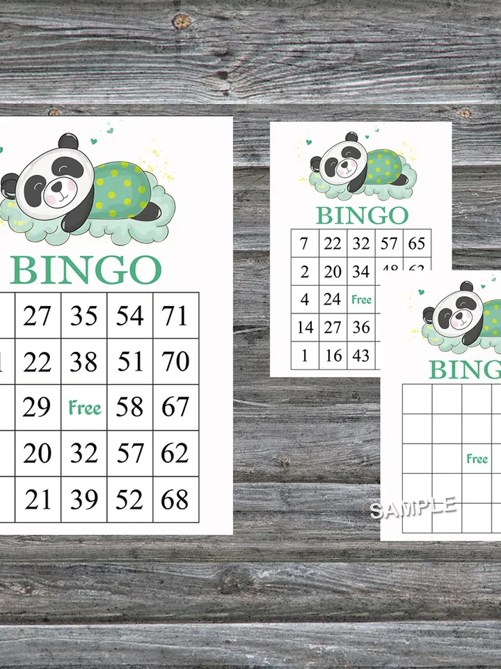 Sleeping panda bingo cards,Sleeping panda bingo game,Panda printable bingo cards,60 Bingo Cards,INSTANT DOWNLOAD--302