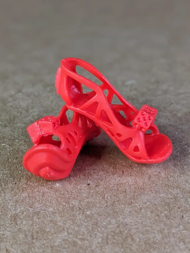 Red flat sandals with dice for 10.5 inch female dolls (MH, EAH)