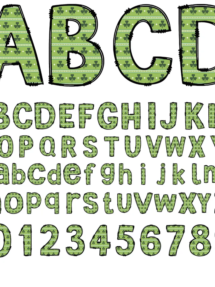 St Patrick's Day Alphabet PNG, Shamrock Alphabet Clip Art,ST Patricks Day, Digital File, Patrick's Day Sublimation, Png Digital Sublimation
