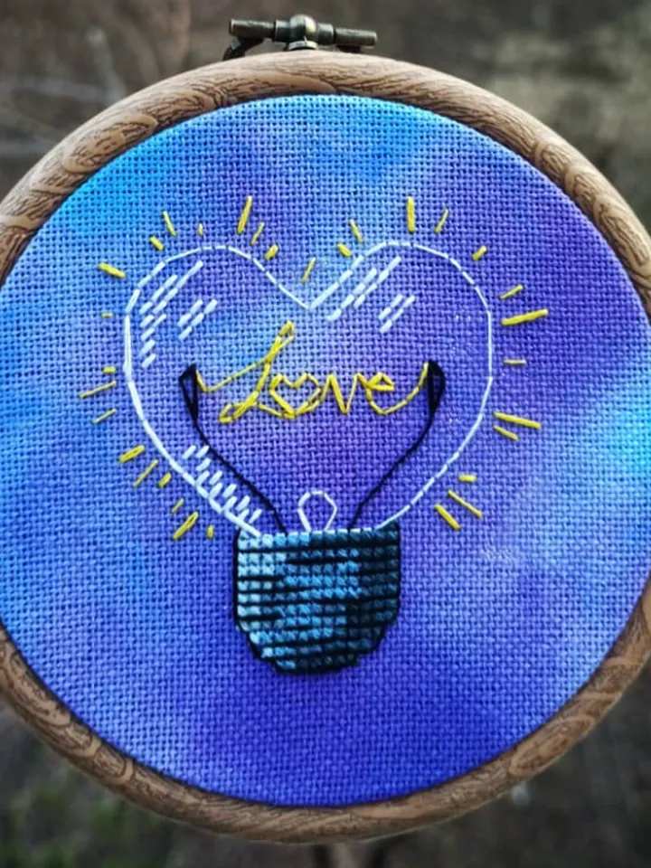 Heart Bulb cross stitch pattern Valentines Day