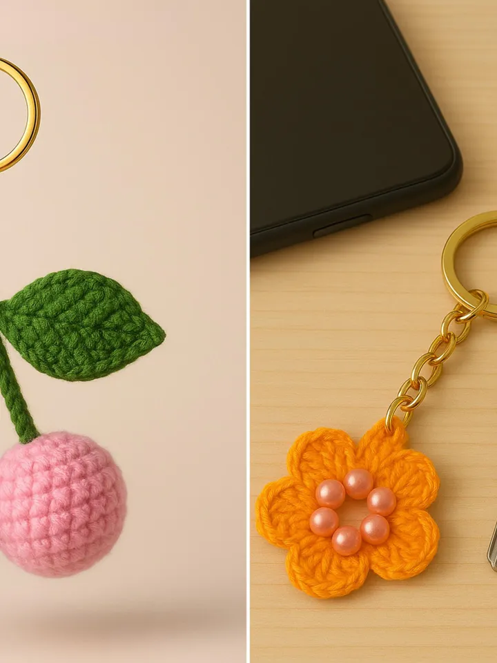 Crochet Keychain Set Patterns Bundle – 5 Cute Amigurumi Charms PDF Tutorial for Bags, Gifts & Keys