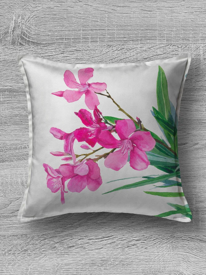 Oleander flowers on a white background Watercolor botanical Clipart Poster Design