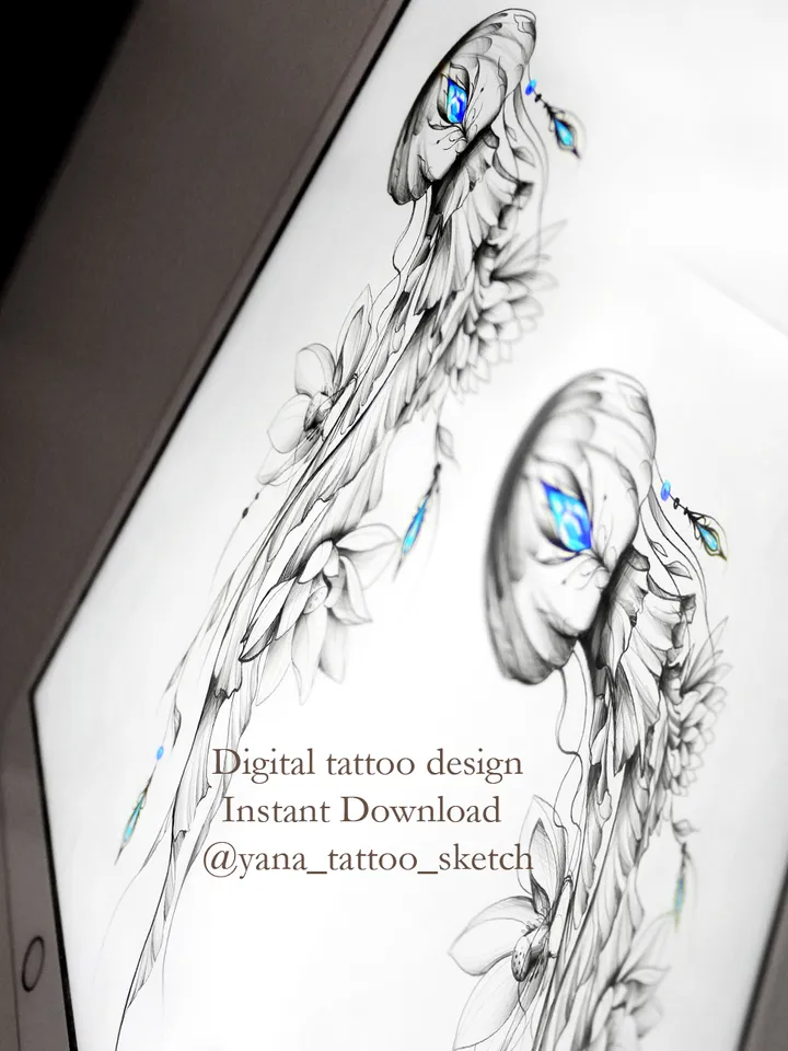 Jellyfish Tattoo Design Jellyfish Tattoo Stencil Idea Sketch, Instant download PDF, JPG