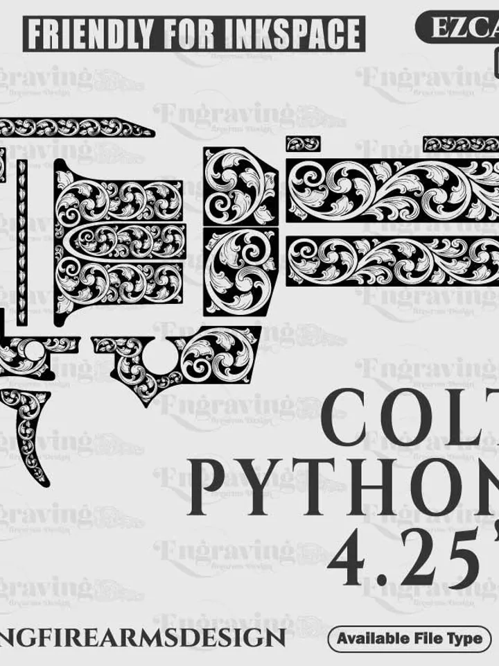 ColtPython 4.25in scroll design svg,lasercut,laserengraving,fiberlaser,engravingfiles,laserpattern,engravingdesign,engravingpattern,metalart