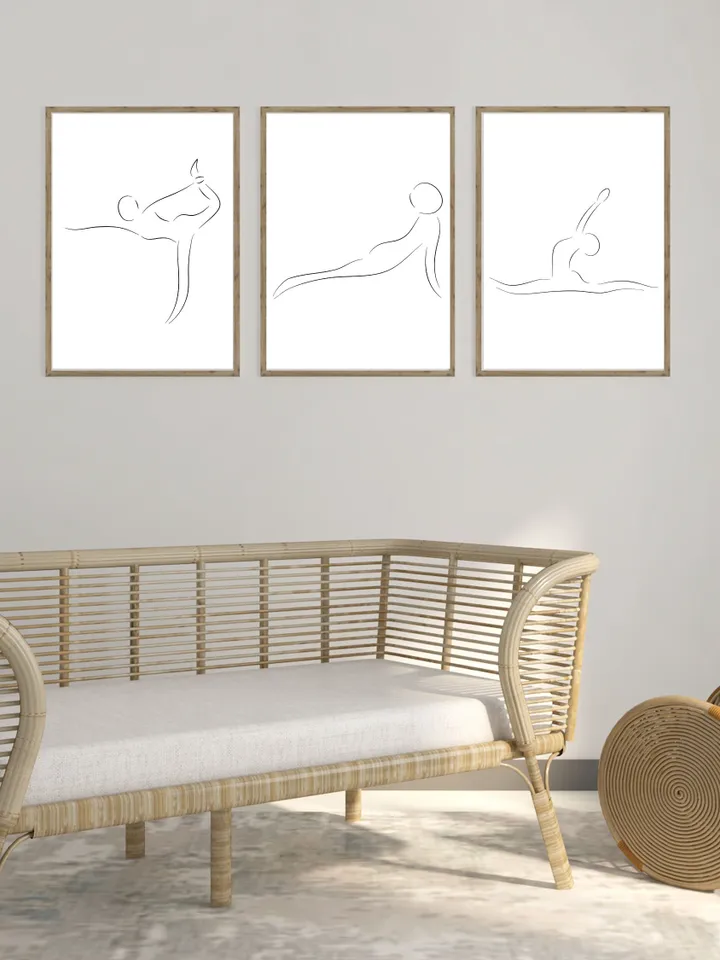 Yoga Print Set Of 3, Yoga Abstract Art, Yoga Wall Decor, Yoga Poster, Yoga Studio Decor, Yoga Pose Posters, Yoga Pose, Yoga Gift Ideas
