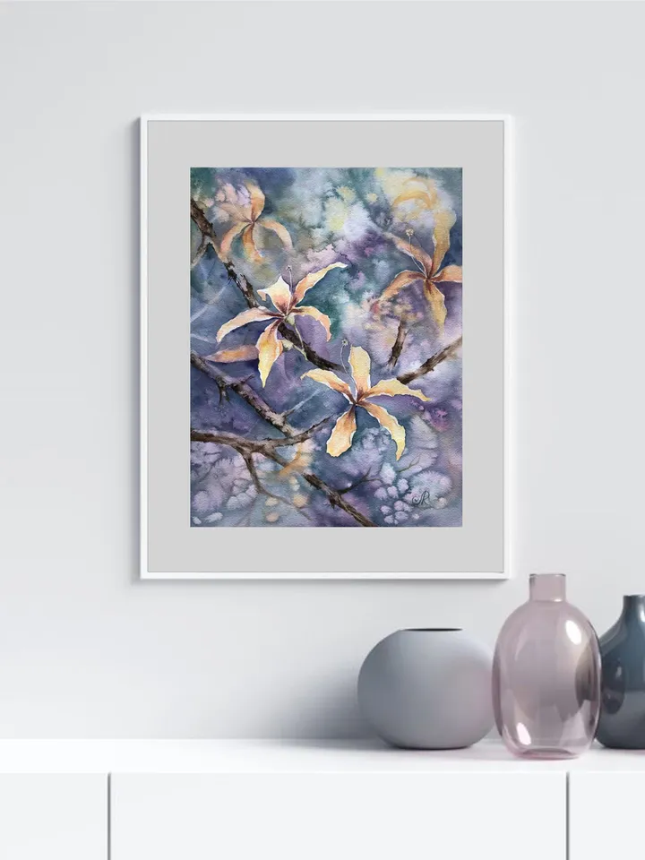 Flowers Original Painting Trees Watercolor Art Floral Painting