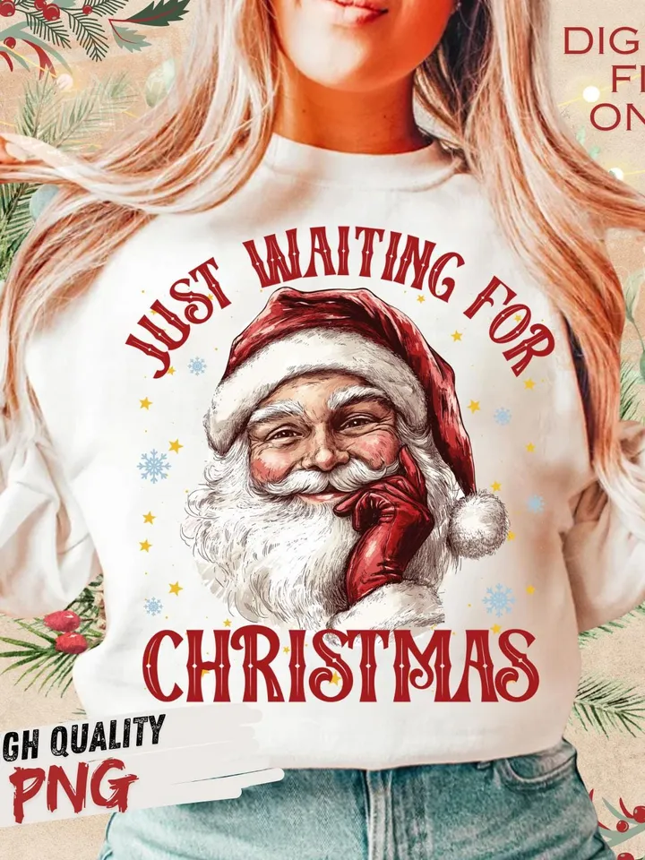 Waiting For Christmas png, Retro Christmas png, Vintage Santa png, Christmas png, Santa Claus png, Merry Christmas png, Santa Sublimation