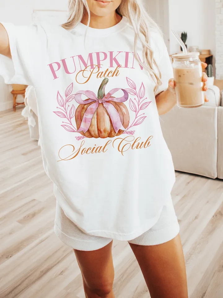Pumpkin Patch Shirt PNG, Meet Me at the Pumpkin Patch Social Club PNG, Trendy Fall Png, Pumpkin Season PNG, Pumpkin Coquette Pumpkin Shirt