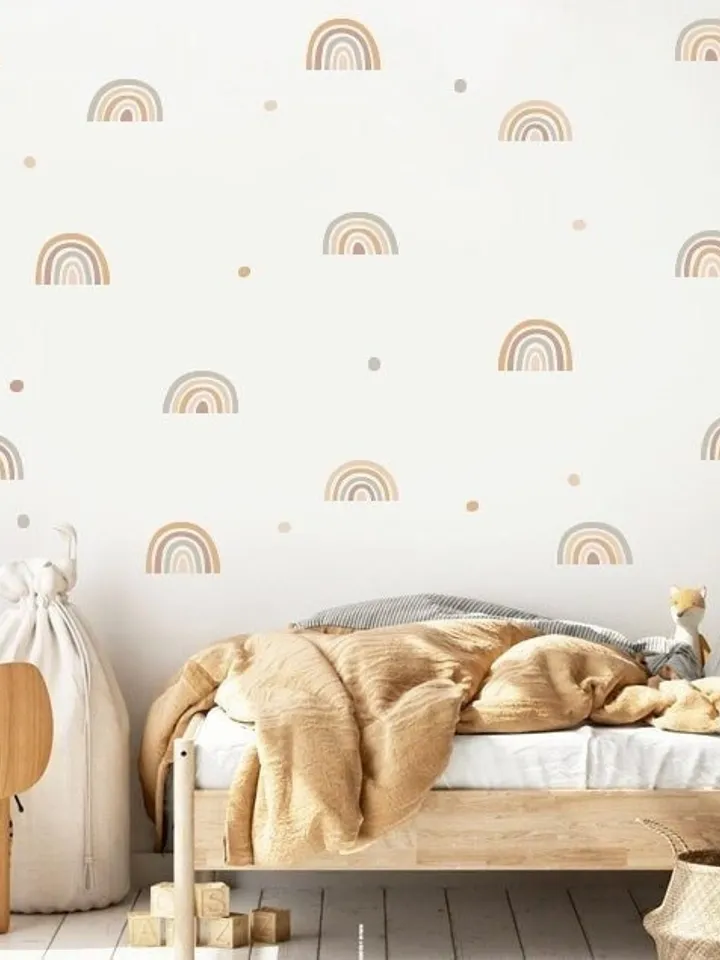 Boho Rainbow Wall Decals - Hand Drawn Rainbow Wall Sticker, Boho Rainbow h156