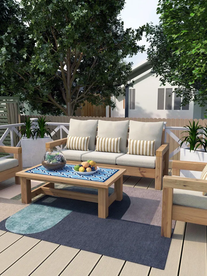 Patio Furniture Plans, Patterns, DIY, Modern Outdoor Sofa, Chair and Coffee Table