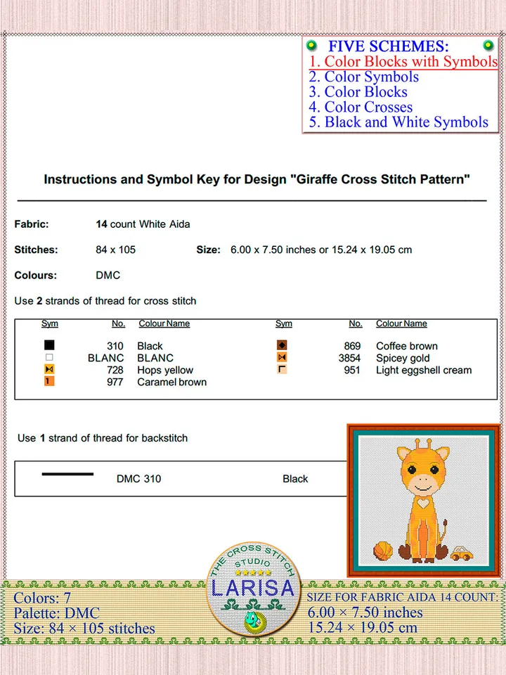 Giraffe Cross Stitch Pattern | Darling Baby Giraffe Pattern