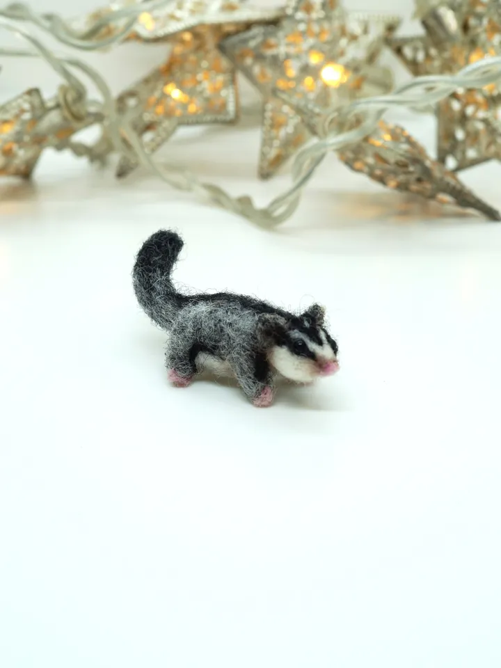 Tiny needle felted sugar glider, miniature flying squirrel, sugar possum, made to order