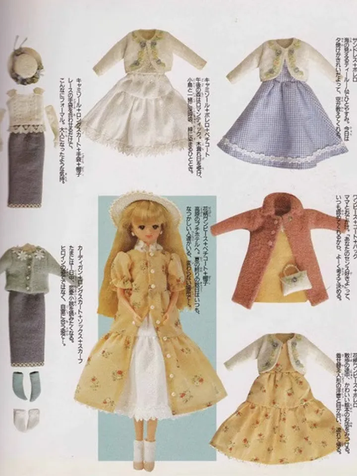Clothes for Fashionable Dolls Japanese Magazine Sewing Pattern Wardrobe Clothes for Dolls Digital Download PDF