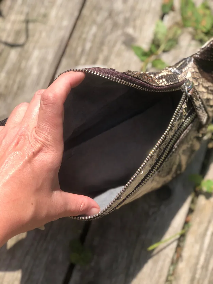 Genuine Python Skin Fanny Pack Brown and White | Exotic Leather Bags | Fanny Pack Women | Summer Fanny Pack | Snake Print Bag | Stylich Bag
