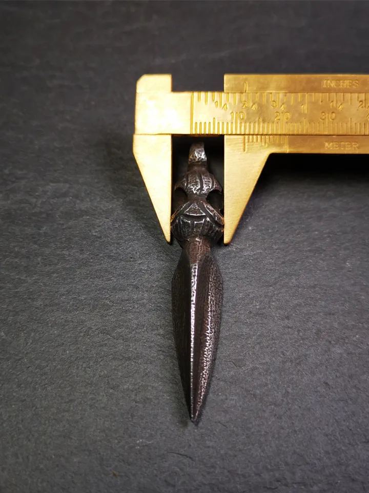 Gandhanra Handmade Skull Phurba Amulet,Kila - Dorje Phurba,Tibetan Budhist Ritual Implement Pendant,Made of Cold Iron,2.48"